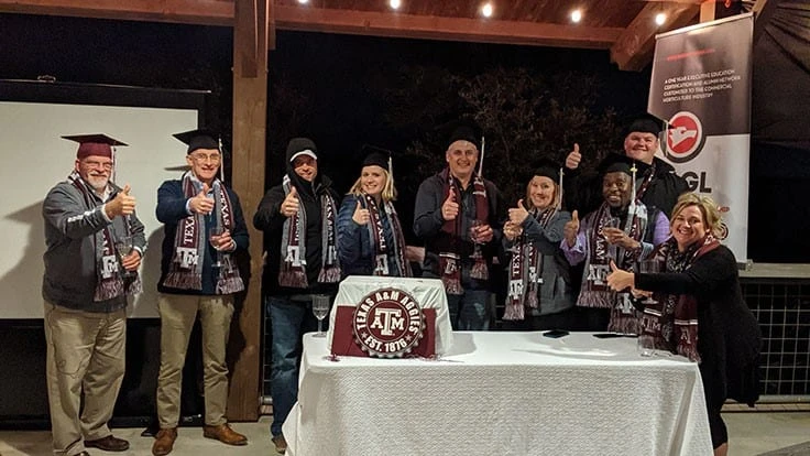 L to R: Dr. Charlie Hall (faculty), Alan Jones, Ryan Hop, Karin Walters, Andy Aiken, Becky Thomas, Farai Madziva, Bob Blew, Kellee O’Reilly (faculty).