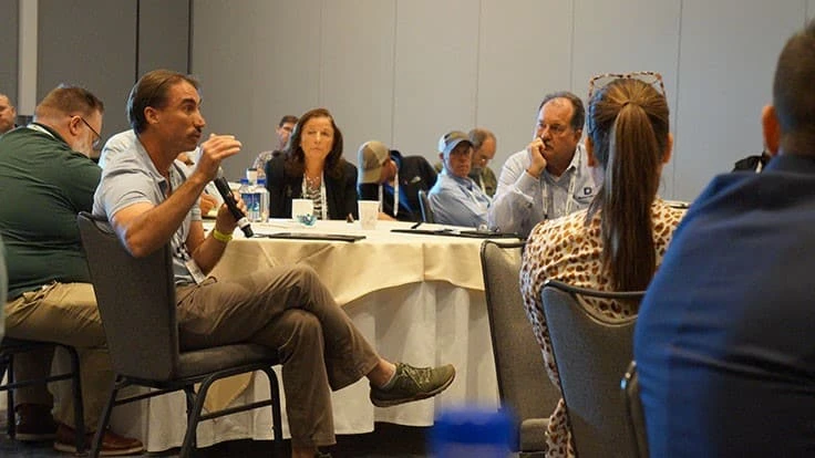 Timothee Sallin speaks during a roundtable discussion at the Nursery Management Conference, Sept. 15, 2021.