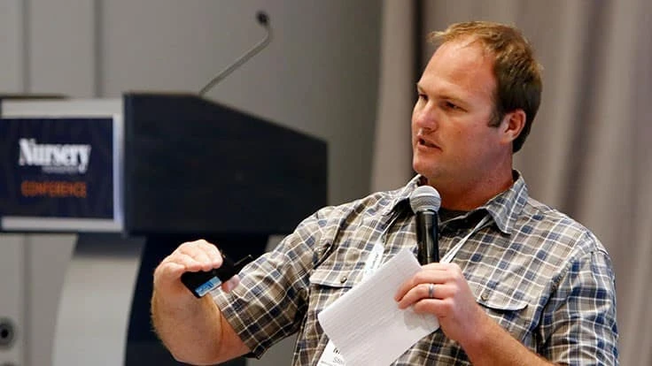 Matt Steinkopf of Willoway Nurseries speaks at the Nursery Management Conference, Sept. 15, 2021.