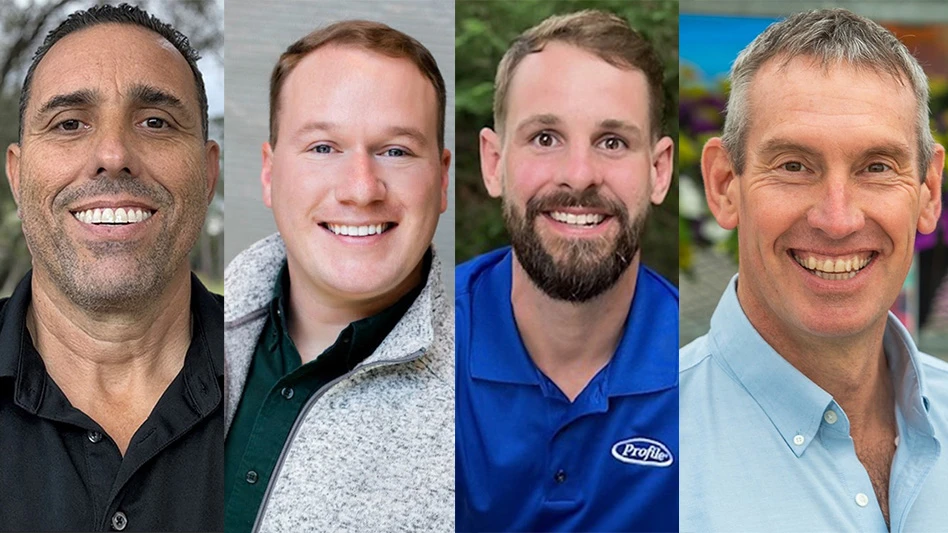 Four headshot photos of four smiling men.