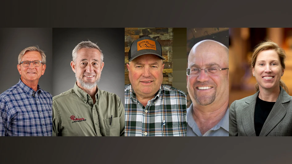 Five headshot photos of smiling people.