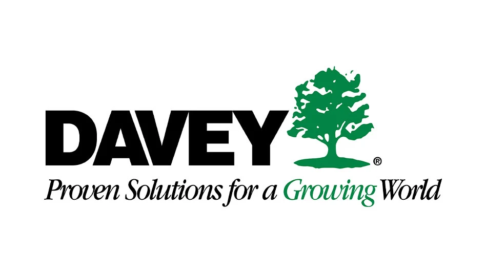 Davey in bold letters with a green tree graphic to the right. Proven Solutions for a Growing World is written underneath.