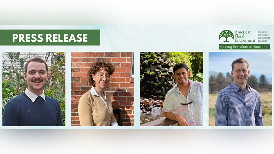 Four photos show three men and one woman in headshot photos.