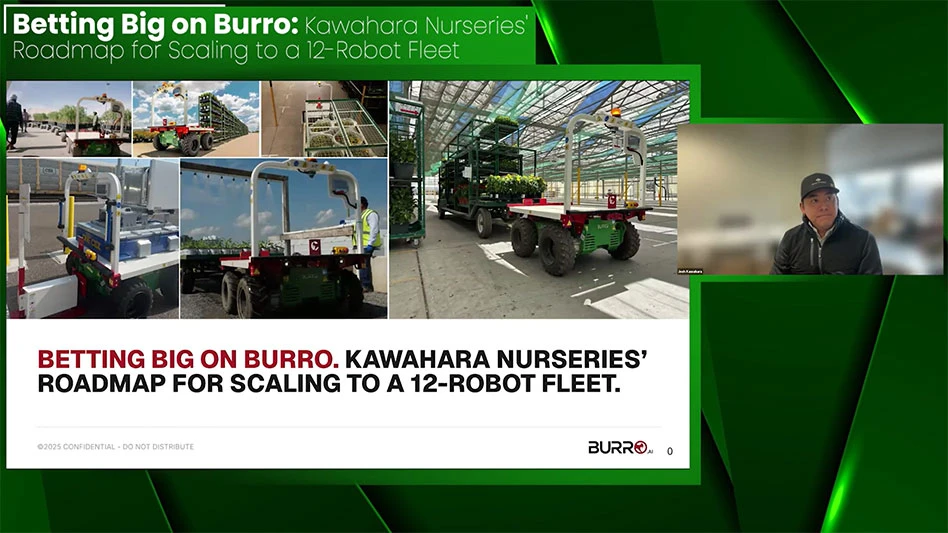 robot tractors carrying plants around a nursery