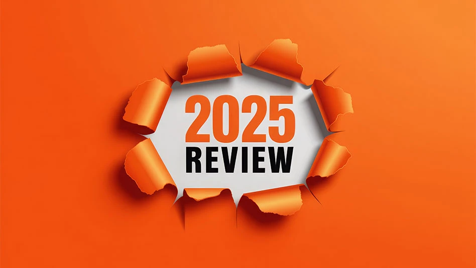 2025 review on a orange background