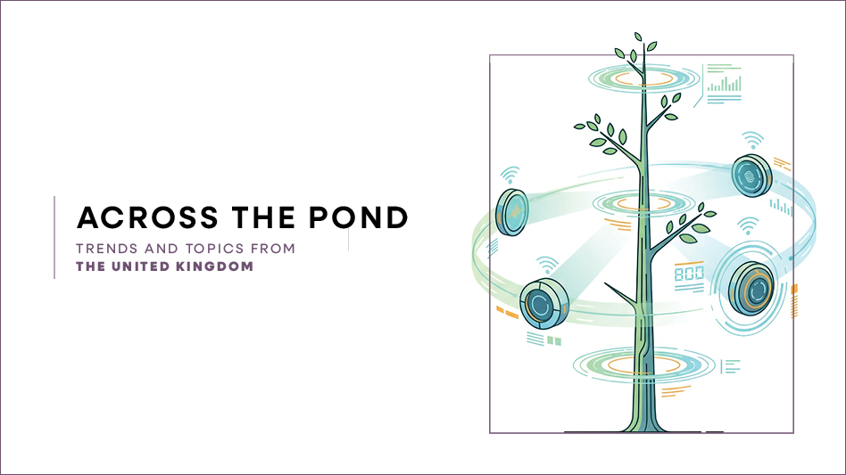 An illustration of a tree with with artificial intelligence elements swirling around it.