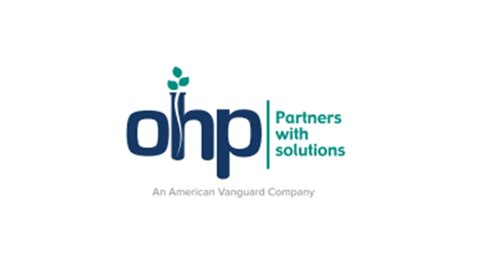 A logo with blue, teal and gray text on a white background reads OHP Partners with Solutions An American Vanguard Company.