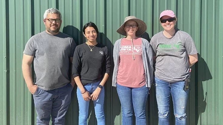 Loma Vista Nursery’s workplace safety committee includes, from left, Michael Carrasquillo, Angie Gutierrez, Torrea Kolebeck and Sally Gray. Another member, Alfredo Rios, is not pictured.