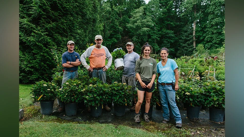 L-R: Andy Schenck; Glenn Miller, field production manager; Lenny Wilson, sales; Josie McLaughlin, sales; Katie Arena, perennial purchaser and sales.